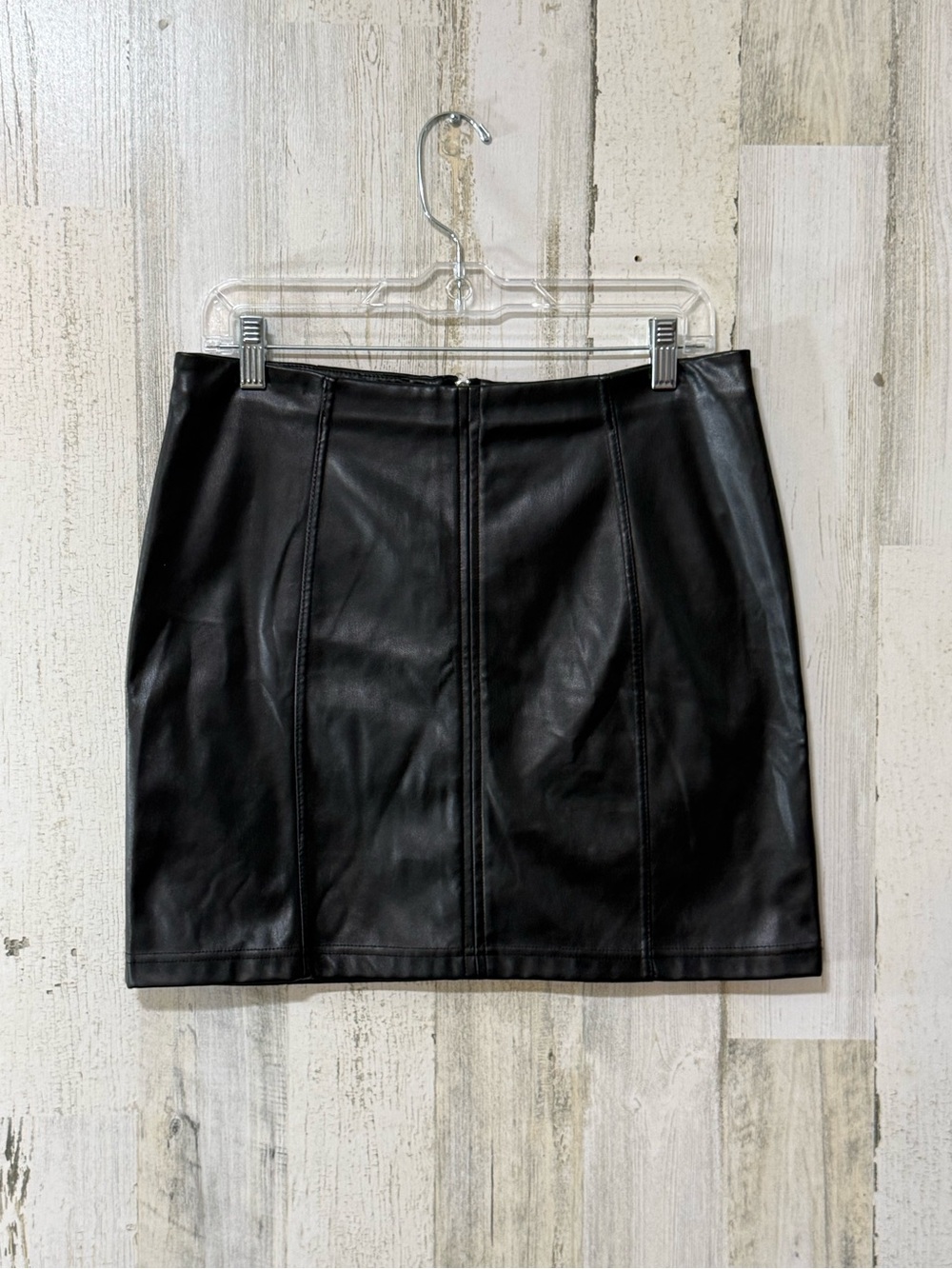 Altar'd State Black Faux Leather Panel Mini Skirt